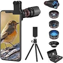 Selvim Phone Camera Lens Phone Lens Kit with 22X Telephoto Lens, 235°Fisheye Lens, 25X Macro Lens, 0.62X Wide Angle Lens, Compatible with iPhone 11 12 8 7 6 Plus X XS XR Samsung Android Pixel