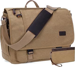 Nerlion Messenger Bag for Men Computer Laptop Bag Canvas Water-resistant Satchel Shoulder Bag Bookbag for Work College