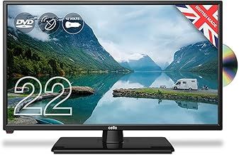 Cello ZRTMF0222 12 Volt 22 inch Full HD LED Tarveller TV, Built-in DVD Player, Made in UK, Freeview TV HD, Satellite Receiver, HDMI, USB 2.0, Record Live, Small TV for Campervans & Motorhomes