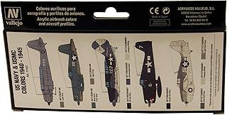 Vallejo Model Air USN Aircraft Acrylic Paint Set for Air Brush - Assorted Colours (Pack of 8), 17 ml, Blue