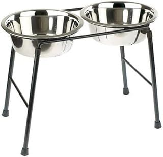 Pet Products Double Feeder High Stand with 2 x 1600 ml Stainless Steel Dishes, 300 mm Tall 4553