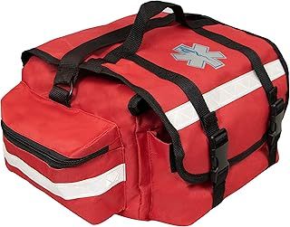 Primacare KB-RO74-R First Responder Bag for Trauma, Professional Multiple Compartment Kit Carrier for Emergency Medical Supplies, Red, 17 x 9 x 7 inches