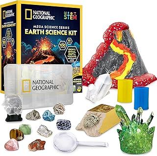 NATIONAL GEOGRAPHIC Earth Science Kit - Over 15 Science Experiments for Kids, Crystal Growing Kit, Volcano Science Kit, Dig Kits & Gemstones, STEM Project Toy for Boys and Girls