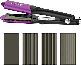 DSHOW Hair Crimper Hair Waver Hair Straightener Curling Iron with 4 Interchangeable Titanium Ceramic Flat Crimping Iron Plate (Purple)