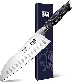 7 Inch Santoku Knife, Japanese Chef Knife Kitchen Knife, Super Steel Sharp Vegetable Meat Cooking Knife with K133 Ergonomic Handle- Genbu Series
