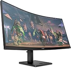 HP OMEN 34c Curved Monitor, 34' WQHD VA 165hz, Gaming Console Compatible, 2x HDMI 2.0, 1x DisplayPort 1.4, AMD FreeSync Premium, Dual Speakers, Tilt & height adjustments, VESA Mountable, Black