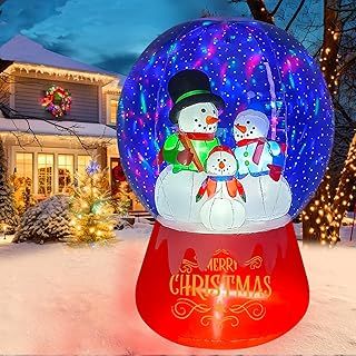 EBANKU 5.7FT Christmas Inflatable Yard Decorations, Snowmen Family Christmas Inflatable Snow Globe Christmas Blow Up Decorations for Indoor Outdoor Yard Lawn Garden Christmas Decoration