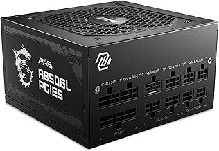 MSI MAG A850GL PCIE5 Power Supply Unit, 850W, 80 Plus Gold, Fully Modular, ATX 3.0, PCIe 5.0 GPU Support, Black Flat Cables, 7 Year Warranty