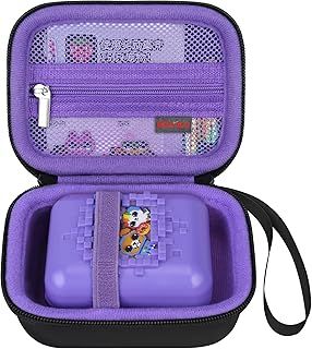 Elonbo Carrying Case for Bitzee Digital Pet Interactive Virtual Toy, Electronic Pets Kids Toys Travel Storage Cover Bag Organizer Holder, Mesh Pocket fits Batteries. Black+Inside Purple