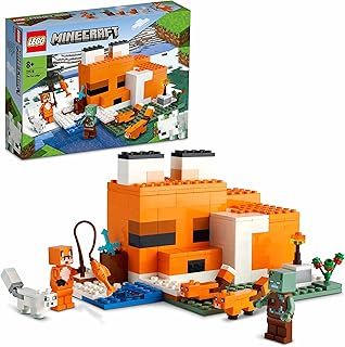 LEGO 21178 Minecraft The Fox Lodge House, Animal Toys, Birthday Gifts for Kids, Boys and Girls age 8 plus Years Old, with Drowned Zombie Figure