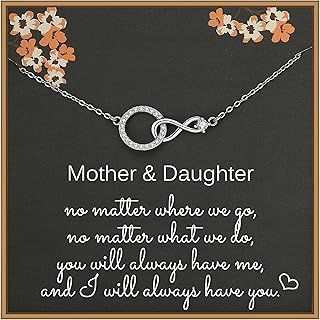 Weelody Mother Daughter Necklace, Sterling Silver CZ Infinity Necklace for Women, Mother's Day Gifts for Mum, Mother of the Bride Gifts