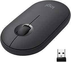 Logitech M350 Pebble Wireless Mouse, Bluetooth and 2.4 GHz Connection via USB Nano - Receiver, 18-Month Battery Life, 3 Buttons, Silent Clicking and Scrolling, PC/Mac/Black