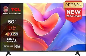 TCL 50PF650K 50-inch 4K Ultra HD, HDR TV, Smart LED Fire TV (Dolby Vision, Dolby Atmos, DTS, HDR 10, Alexa built-in, Airplay2, Miracast)