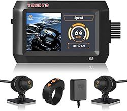 VSYSTO Motorcycle Dash Cam WiFi 3 Inch Waterproof Screen 140° Wide Angle Lens Dual 1080P Front and Rear Camera, Parking Monitoring, GPS, Night Vision Motorbike Camera DVR