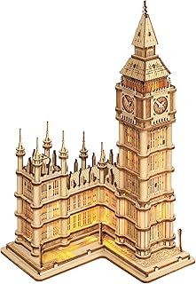 ROBOTIME 3D Puzzle Big Ben Wooden Model Kits for Adult to Build Your Own Laser Cut Jigsaw Building Construction Crafts Kits Best Birthday Gifts