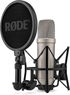 RØDE NT1 5th Generation Large-diaphragm Studio Condenser Microphone with XLR and USB Outputs, Shock Mount and Pop Filter for Music Production, Vocal Recording and Podcasting (Silver)