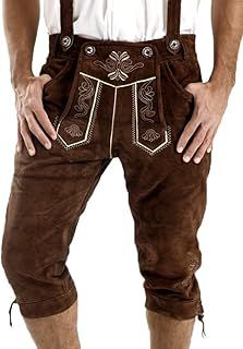 Cuir Craft Mens Knee Breeches German Bavarian Lederhosen Oktoberfest Brown Lederhosen
