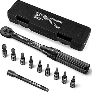 1/4 Inch Drive Click Torque Wrench Set, 2-24 Nm Bike Torque Wrench Set with Dual Direction Adjustable 72 Tooth, Including Extension Bar, Socket Set for Car, Bicycle and Motorcycle Repair