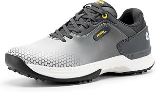 FitVille Mens Golf Shoes Extra Wide Fit Casual Sneakers Water Resistant Non Slip Outdoor Spiked Trainers for Golf Training