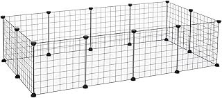 Pawhut DIY Pet Playpen Metal Wire Fence 12 Panel Enclosure Indoor Outdoor Guinea Pig Rabbit Small Animals Cage, Black