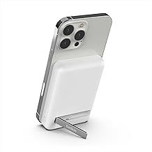 Belkin 5000mAh Magnetic Wireless Power Bank, Portable Charger Compatible with MagSafe, Battery Pack with 7.5W Output, 10W Input and Kickstand, Compatible with iPhone 16, 15, 14, 13, 12 Series - White