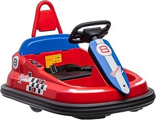 HOMCOM Kids Bumper Car 360° Rotation Spin Waltzer Car 6V Electric Ride On Car with 2 Speeds, Music, Lights for 18-48 Months - Red