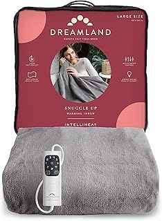 Dreamland Snuggle Up Electric Throw - Grey, 5 Minute Fast Heat Up, Luxury Velvet Plush, 1 Control, 6 Temperature Settings with Timer, Machine Washable and Tumble Dry Safe, 160x120cm