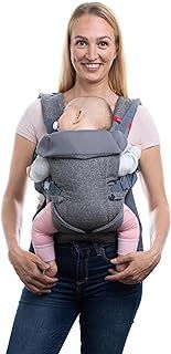 YOU+ME 4-in-1 Baby Carrier Newborn to Toddler - All Positions Baby Carriers from Newborn - Front & Back Carry Baby Carriers - Includes 2-in-1 Bandana Bib - Baby Holder for 8-32 lbs (Grey Mesh)