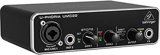 Behringer UMC22 Audiophile 2x2, 48 kHz USB Audio Interface with Midas Mic Preamplifier for Recording Microphones and Instruments
