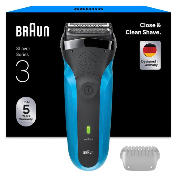 Braun Series 3 Electric Shaver for Men, Black/Blue, 310s