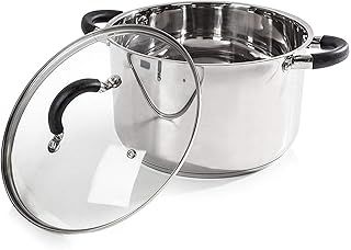 Tower T80837 Casserole Dish, 24cm- Stainless Steel, Silver