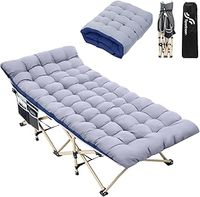 Sportneer Camp Beds for Adults, 74 x 28'' Extra Wide Camping Bed with Mattress and Side Pocket Camp Bed, Camping Beds for Travel Fishing Outdoor Picnic Office Indoor