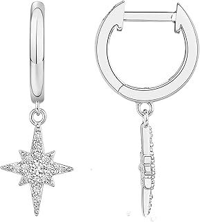 PAVOI 14K Gold Plated S925 Sterling Silver Post Lightweight Drop/Dangle Huggie Earrings for Women | Star, Lock, Butterfly, Moon, Lightning | Dainty Earrings