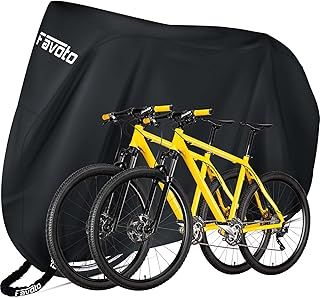 Bike Cover for 2 Bikes Waterproof 210T Bicycle Cover Outside Storage UV Protection Windproof Dustproof with Lock Hole for Mountain Bike Road Bike 78.7 x 27.5 x 44 inch