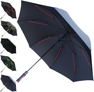 COLLAR AND CUFFS LONDON RARE 4 Layer Frame Technology - 60MPH Big Golf Umbrella - Best with Extra Support Bars - XL Large Strong Windproof Rainproof Umbrella - Auto Open - Non Slip Handle - Black