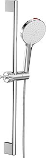 Shower Head Riser Kit, Stainless Steel Slide Bar 70CM φ 19mm, 160CM Shower Hose, Holder Bracket, Adjustable Height for Bathroom