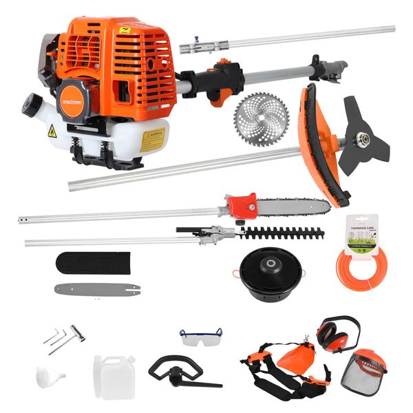New Upgraded 52cc Petrol Strimmer - 2 Stroke Petrol Hedge Trimmer, 5 in 1 Multi-Functional Trimming Tools, Brush Cutter/Pruner/Strimmer/Hedge Trimmer/Extension Pole, Garden Yard Red