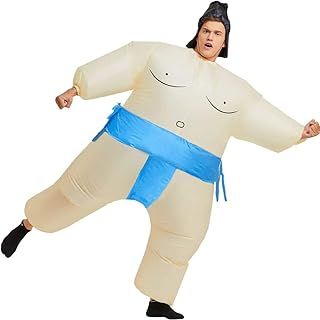 Inflatable Sumo Wrestler Suit Costume for Adult Blow up Halloween Party Fat Suit Fancy Families Member Game