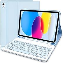 Case with Keyboard for iPad 11th 10th Generation, UK layout Keyboard Case for 10th Gen 2022, Slim Smart Case with Detachable Bluetooth Keyboard and Pencil Holde for iPad 11-inch A16 2025, Blue