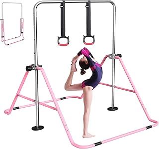 FBSPORT Gymnastics Bar, Folding Horizontal Bar Gymnastics Equipment for Kids Home Training, Expandable Gymnastics Training Bar Junior with Adjustable Height for Girls Boys
