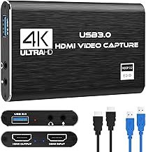 Rybozen 4K Audio Video Capture Card, HDMI USB 3.0 Video Capture Device, Full HD 1080P for Game Recording, Live Streaming Broadcasting