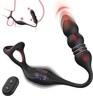 Thrusting Prostate Massager Anal Toys, Anal Plug Male Sex Toys for Men with 9 Vibrations, Vibrating Butt Plug Cock Ring with Remote Control, Male Vibrator Sex Toys4mens UK Adult Toys Vibrator Dildo