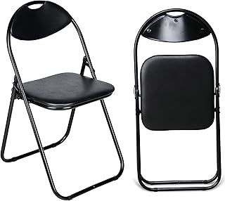 Nyxi Folding Chair Padded Paris Faux Leather Chair Home Office Dining (1 X Chair, Black)