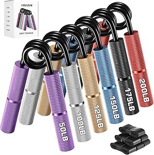 Grip Strengthener Trainer Set - 6 Pack Metal Hand Grips Strengthener 50-200LBS, Heavy-Duty Wrist Forearm Strengthener with 6 Rolls of Grip Tape for Strength Training, Workout and Rehabilitation