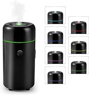 Cliplanyard Car Diffuser Air Freshener, 100ml Mini Humidifier with 7 Colors Ambient Light, USB Powered Portable Sprayer Silent Oil Diffuser with 2 Spray Modes for Home, Desktop, Car, Office