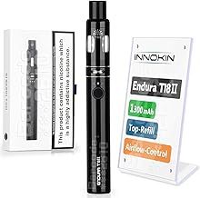 Innokin Endura T18II E Cigarette Vape Pen Starter Kit 1300mAh, Variable Wattage, E-Cig Top-Refill 2ml Tank with Airflow Control Vaping, Uses Prism Coil, Magnetic Dust-Proof-Cap, No Nicotine (Black)