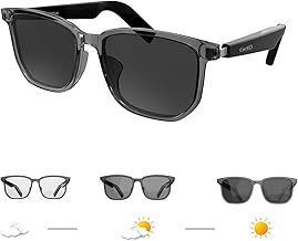 AI Smart Bluetooth Sunglasses for Men and Women, Voice Controlled Open Ear styleSmart Glasses for Listening to Music and Calls with Built in Speakers, IPX4 Waterproof Bluetooth Audio Glasses
