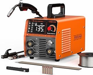 FEIFANKE Gasless MIG Welders 240V 135A Portable Welding Machine 3-in-1 MIG/ARC/Lift TIG Inverter Welder IGBT Synergy Stick Welder Smart Digital LED Dispaly with Flux Core Welding Wire and MIG Torch