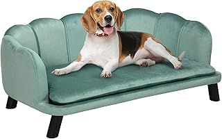 PawHut Dog Sofa, Pet Couch Bed for Medium, Large Dogs w/Legs, Cushion - Green
