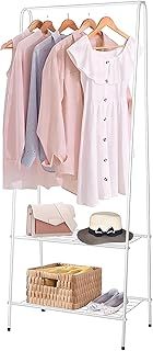 Small Clothes Rail for Bedroom - 60x30x151cm Childrens Clothe Rack - Heavy Duty Metal Rack with Shelves - Coat Stand - Hanging Rail (White)